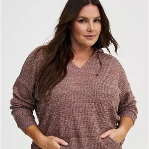 #T315- NWOT Torrid Brushed Waffle Hoodie - Color Deep Taupe White Marl - 2X